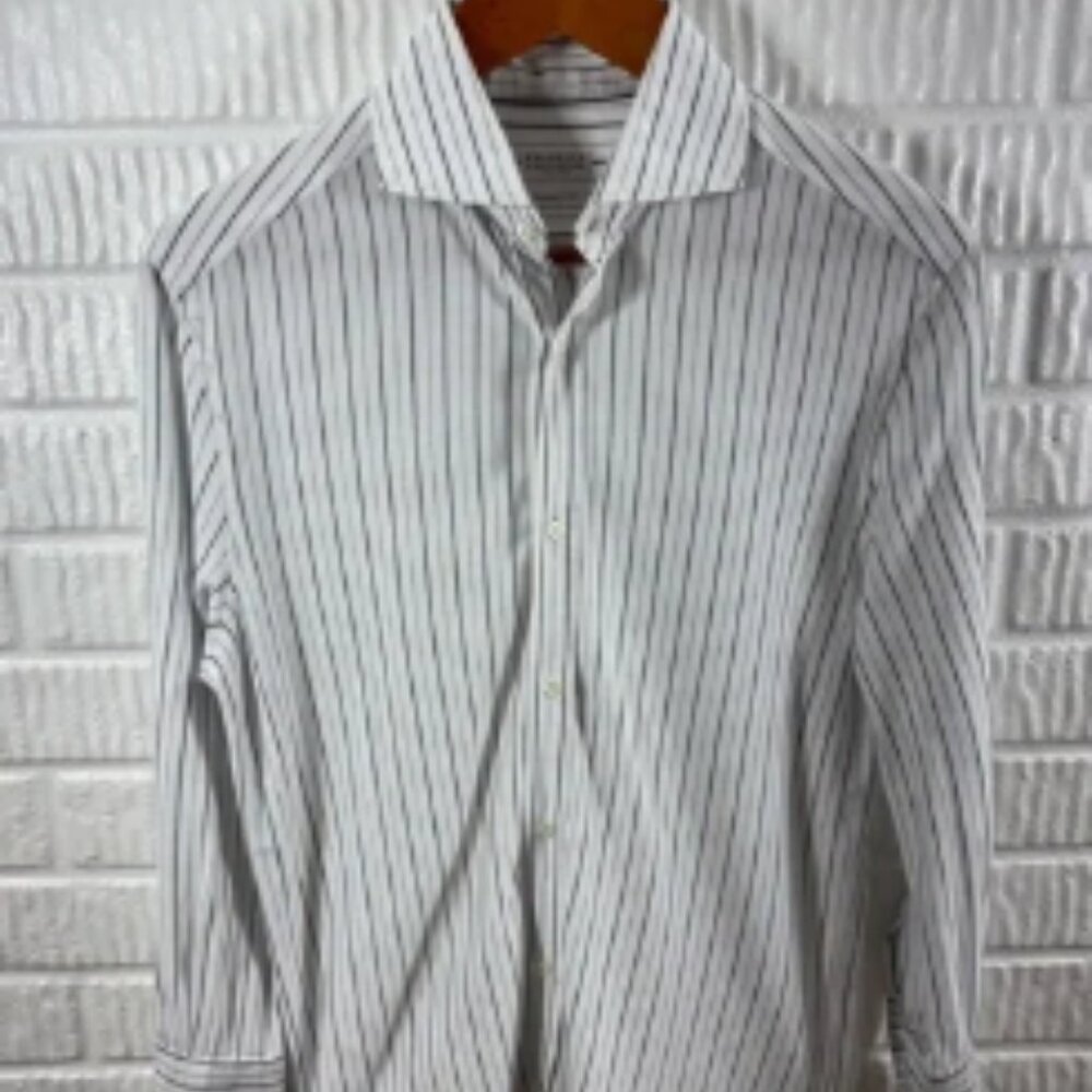 Brunello Cucinelli Striped Basic Fit Long Sleeve Button Down 48 Medium